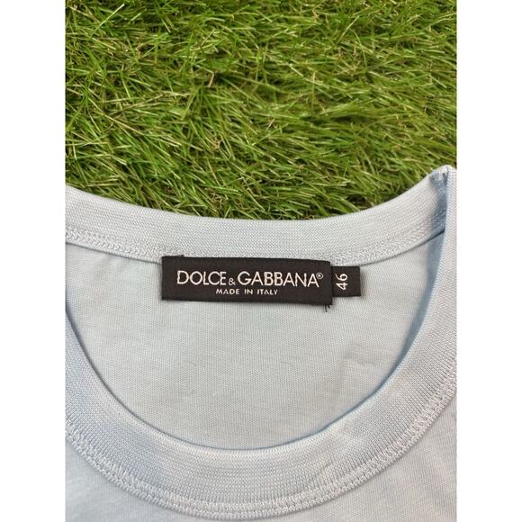 Dolce & Gabbana Logo Patch T-Shirt Blue Men’s IT 46 (US Small) 100% Cotton - Picture 3 of 8